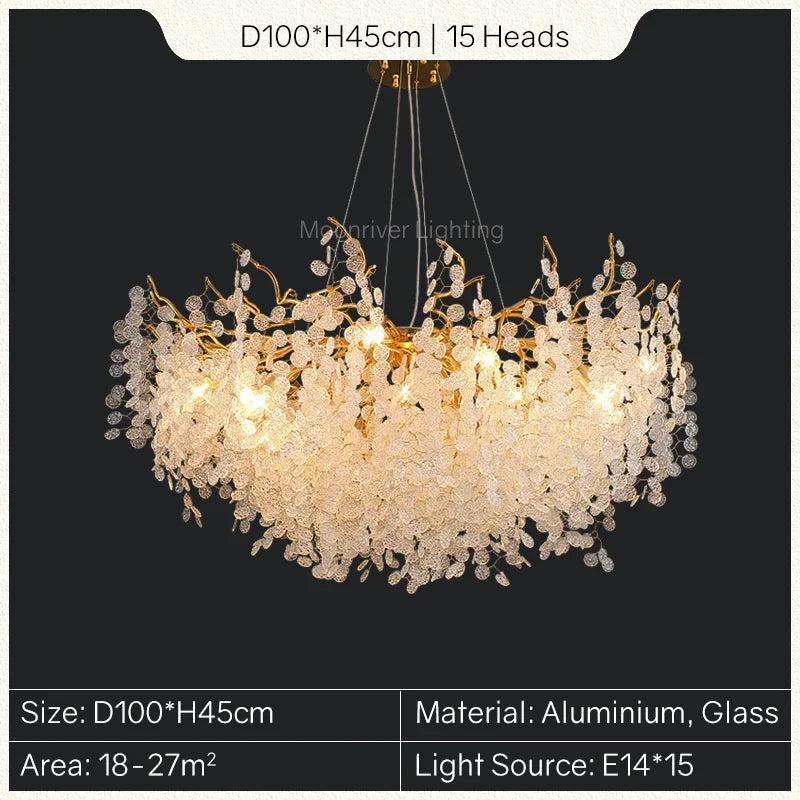 lustre en cristal doré style européen décoration intérieure élégante