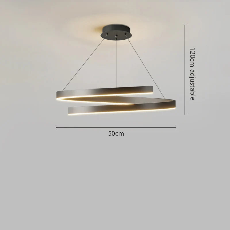lustre à anneau simple moderne en fer doré avec éclairage LED intérieur