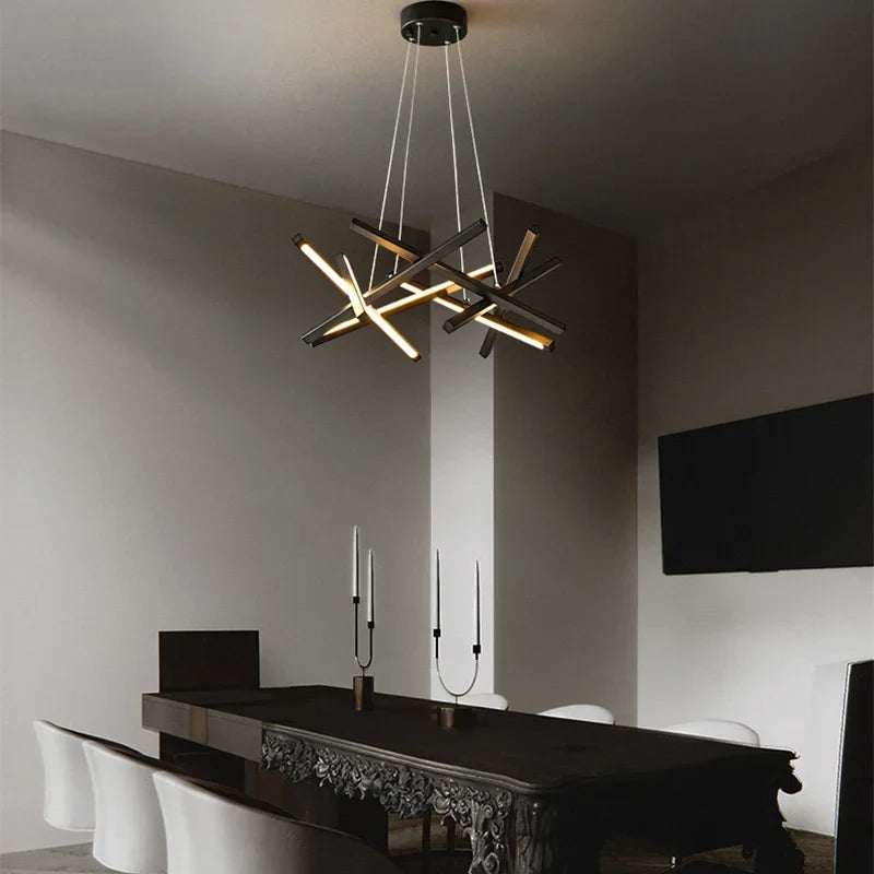 lustre moderne led créatif en métal branche suspension nordique