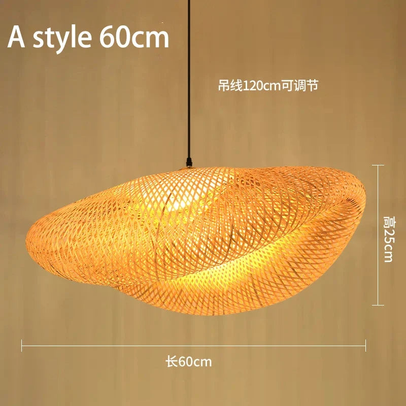lustre style chinois fait main en bambou tissage pastoral vintage