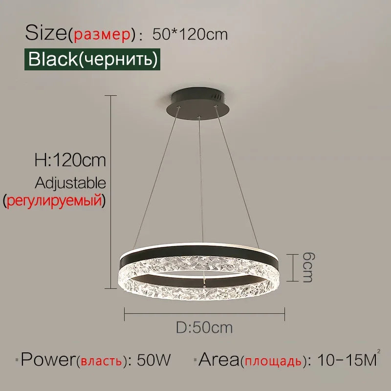 lustre led moderne en cristal pour décoration intérieure