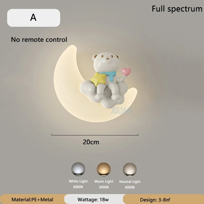 applique murale romantique lune ange ours fille enfant