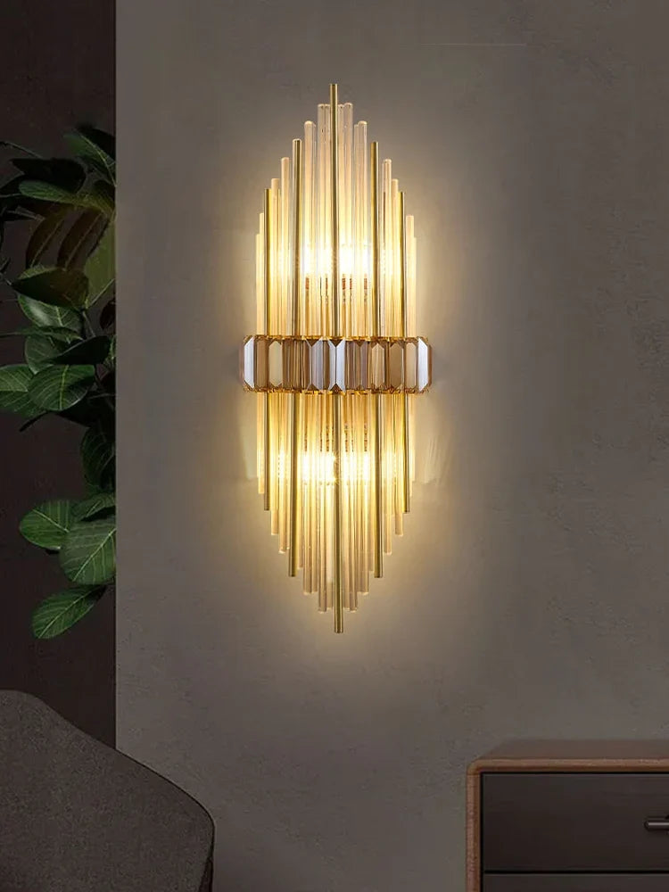 applique murale moderne en acier inoxydable et cristal décoratif