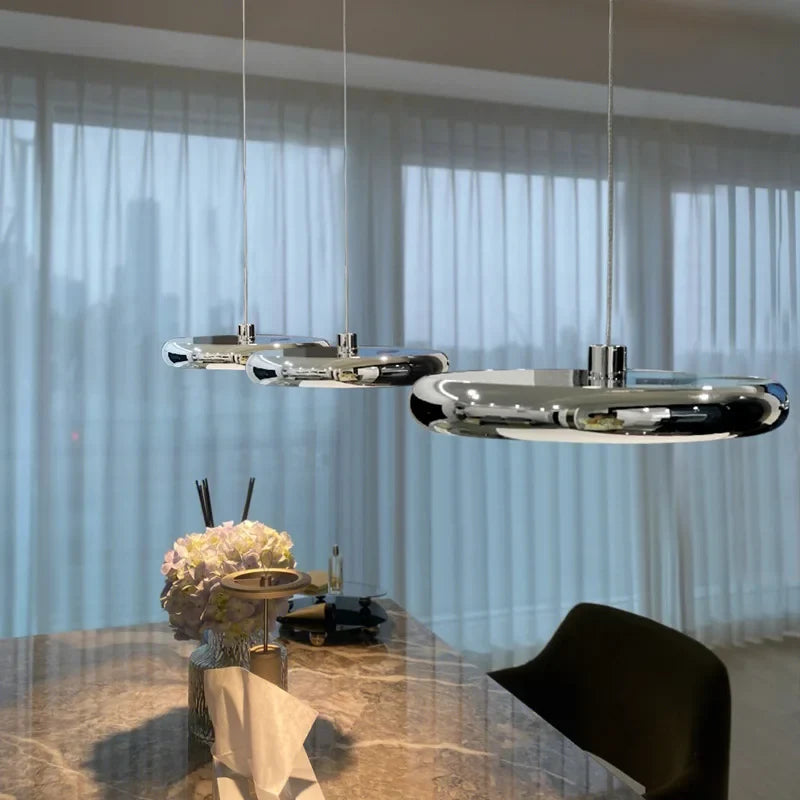 lustre en aluminium led design plaqué circulaire