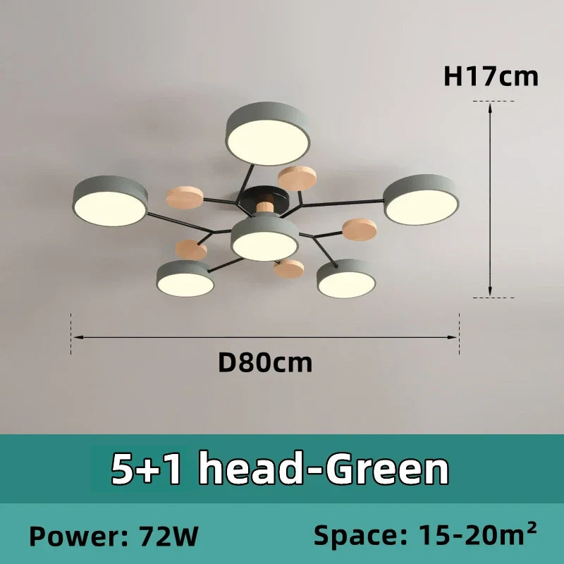 lustre en bois led style nordique pour diverses pièces