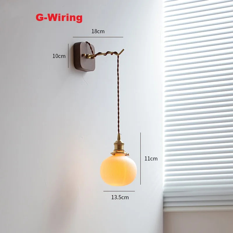 applique murale led moderne en bois de noyer nordique wabi-sabi
