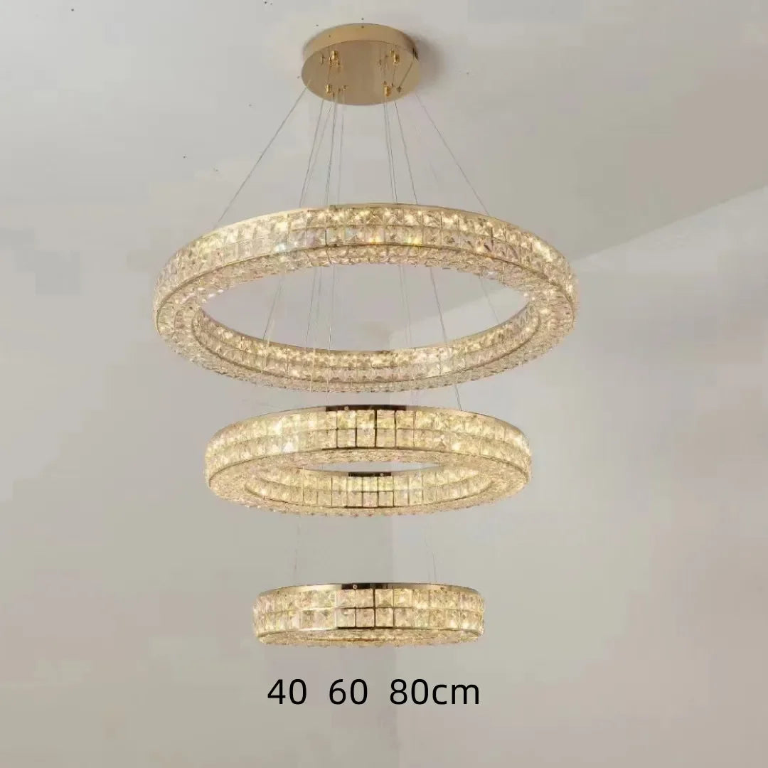 lustre en cristal transparent à led pour décoration intérieure moderne