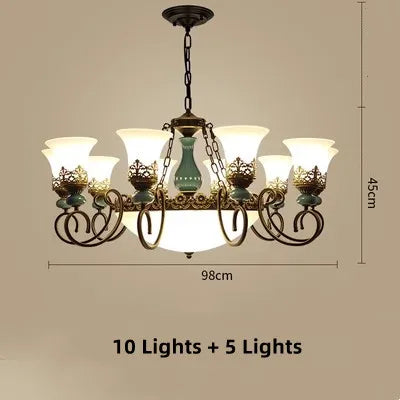 lustre classique antique en céramique et verre vintage