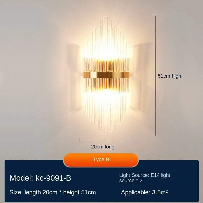 applique murale moderne en cristal rechargeable de luxe
