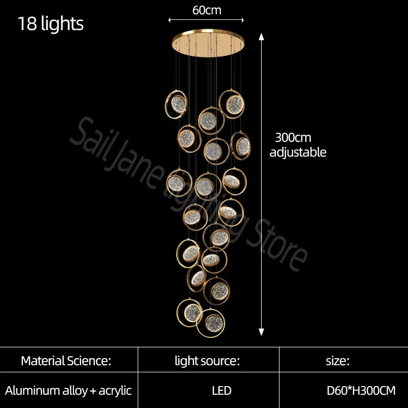 lustre minimaliste deluxe en anneau led pour villa