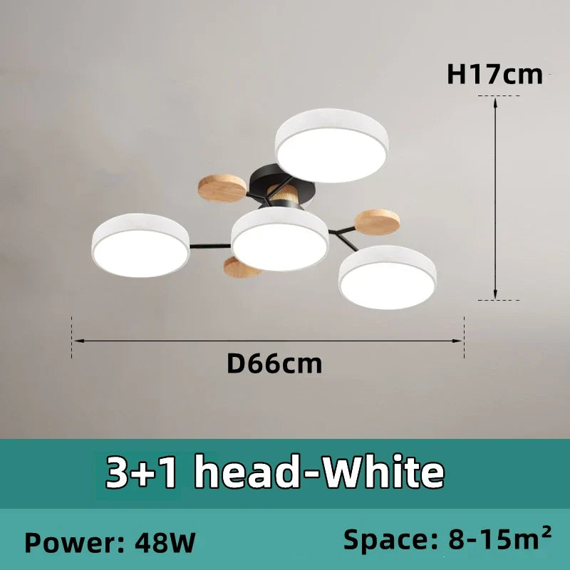 lustre en bois led style nordique pour diverses pièces