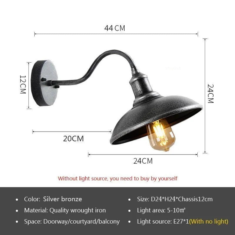 Vintage étanche applique murale lampe extérieure pour balcon porte cour couloir jardin industriel E27 appliques luminaire