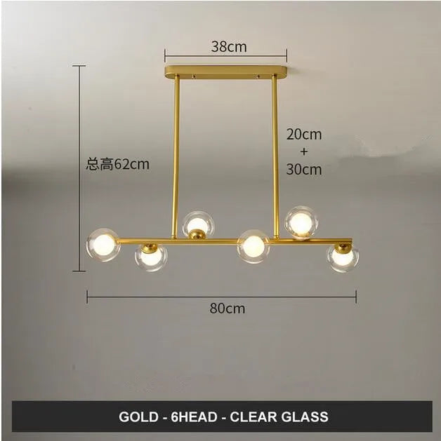 Lustre design boules de verre horizontales