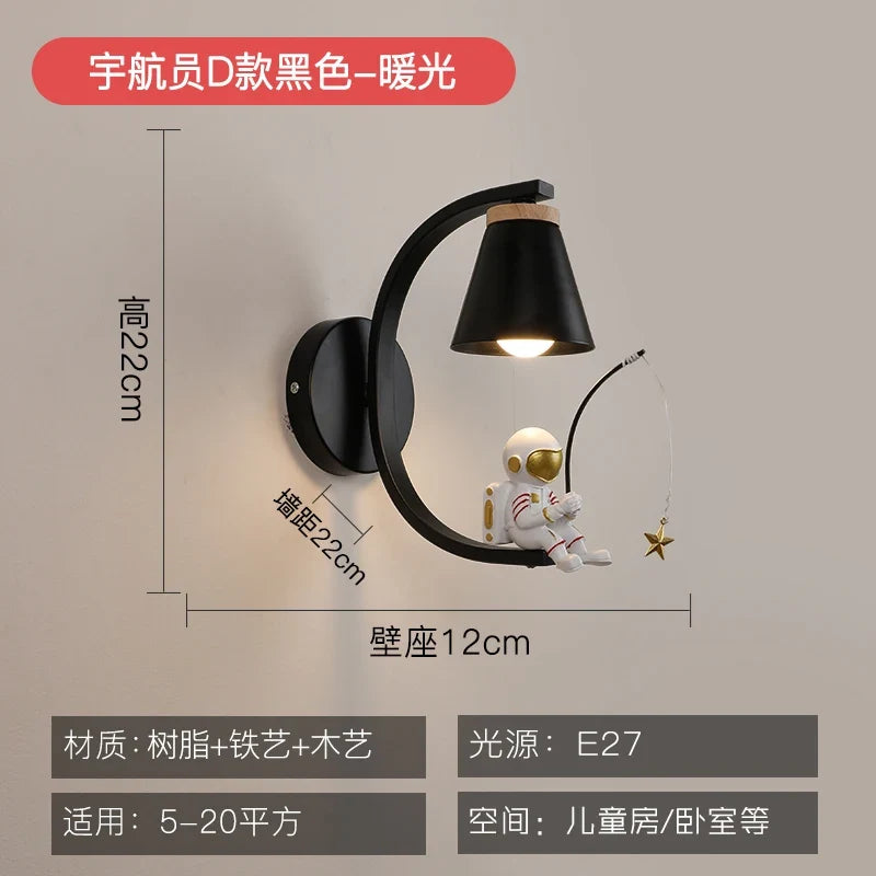 applique murale dessin animé astronaute lampe led pour enfants