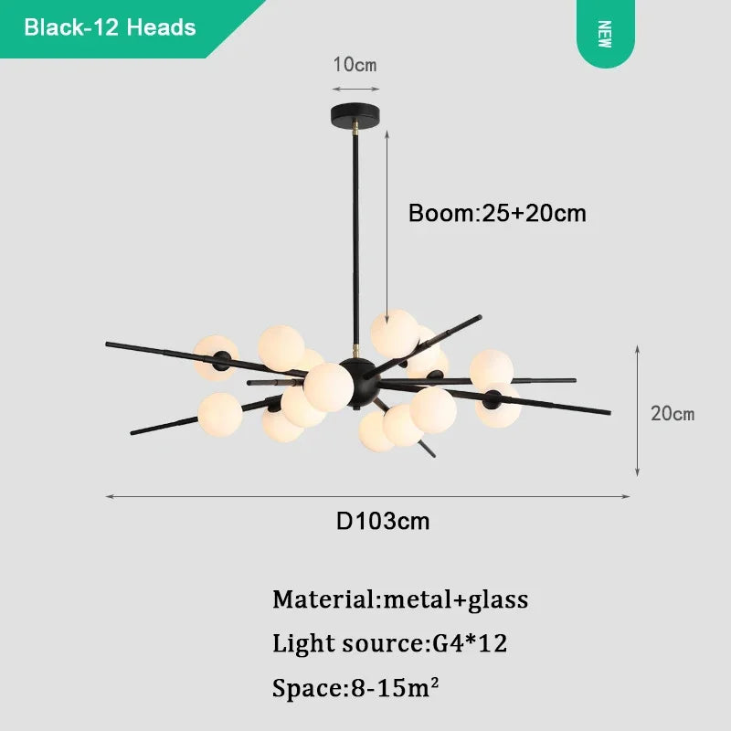 lustre moderne en verre pour éclairage intérieur design