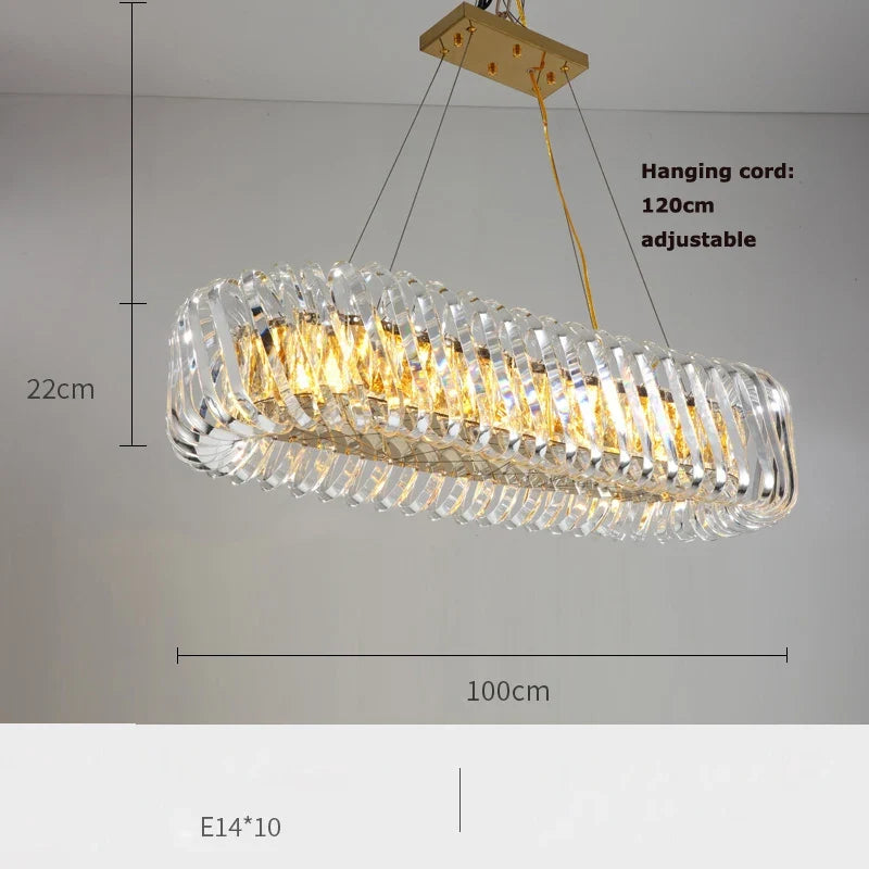 lustre moderne rond à intensité variable led cristal