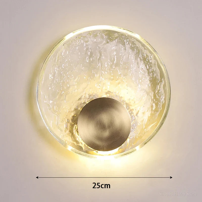 applique murale led nordique en verre transparent et cuivre