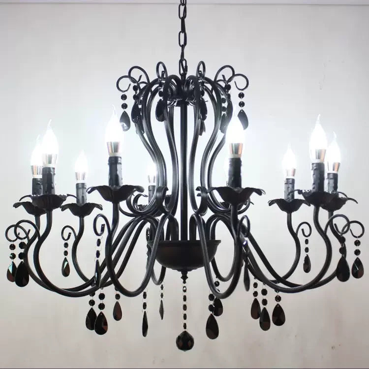 lampe à bougie en fer et cristal de luxe pour décoration intérieure