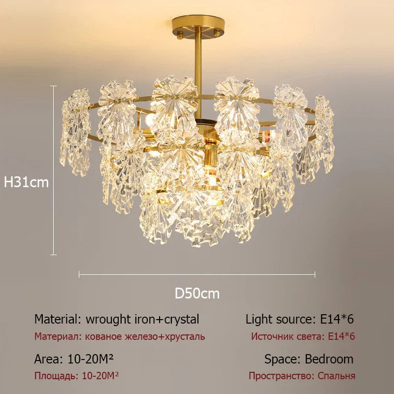 lustre moderne en cristal avec fleurs luminaire suspendu