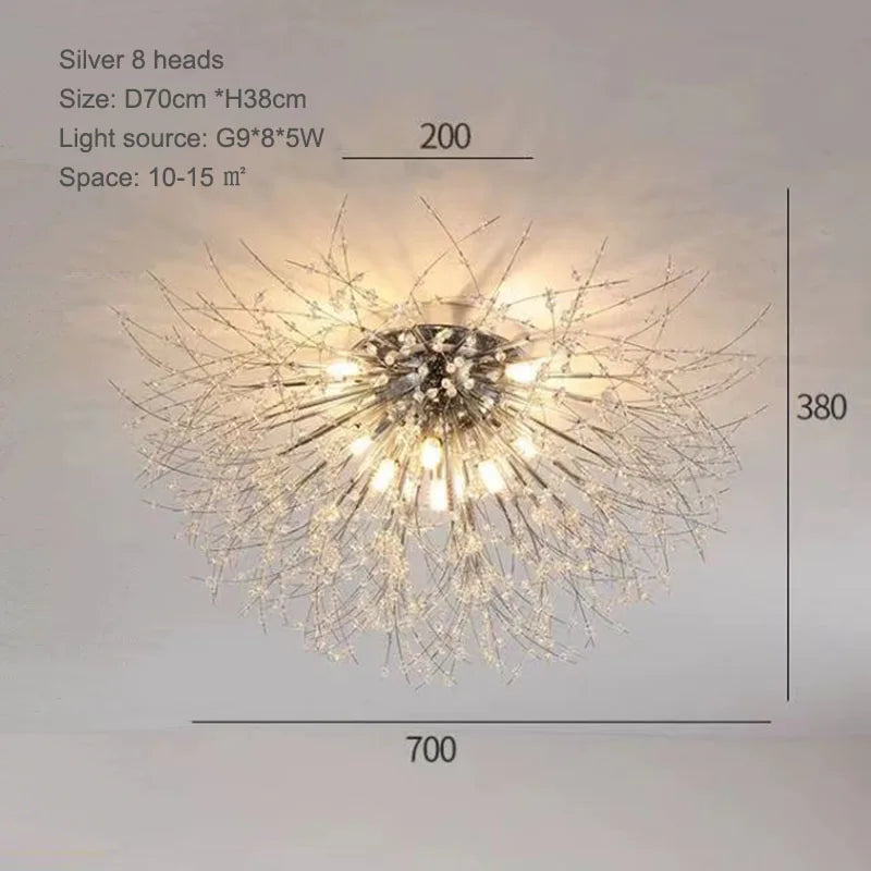 plafonnier nordique en cristal forme pissenlit lustre moderne décoratif