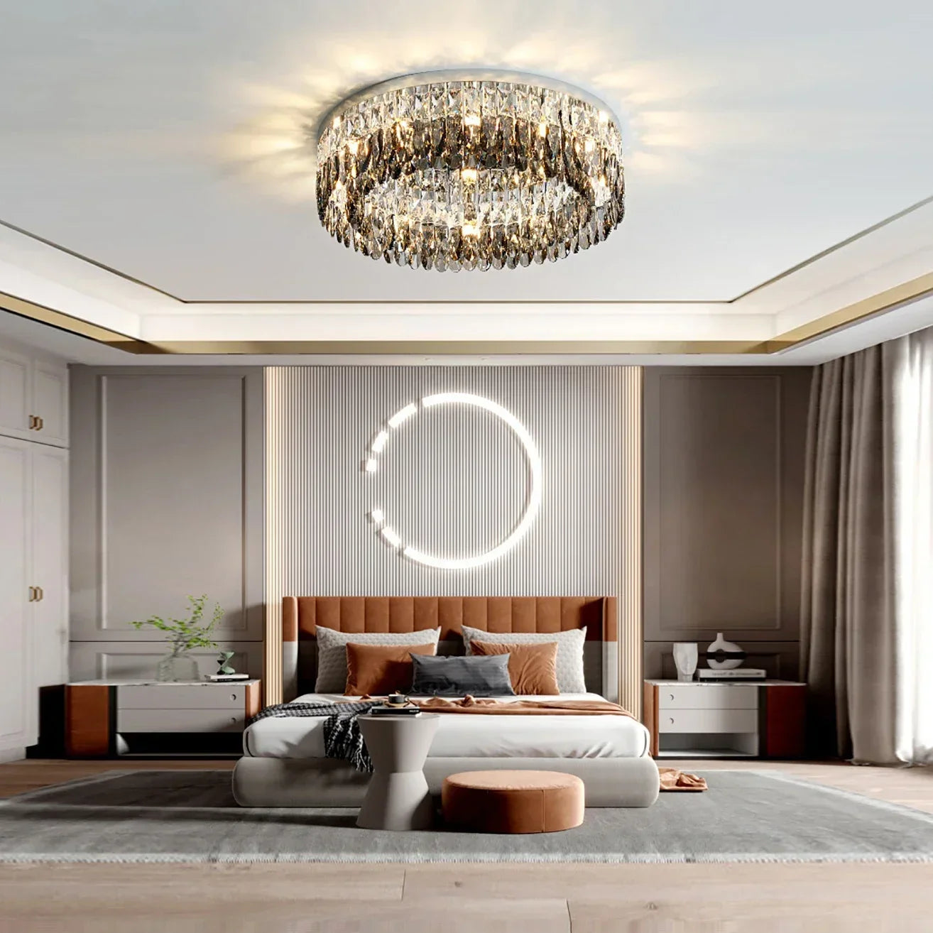 lustre moderne en cristal led design élégant pour décoration intérieure