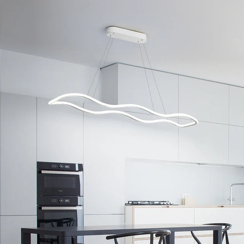 suspension moderne longue vague lumineuse pour salle à manger