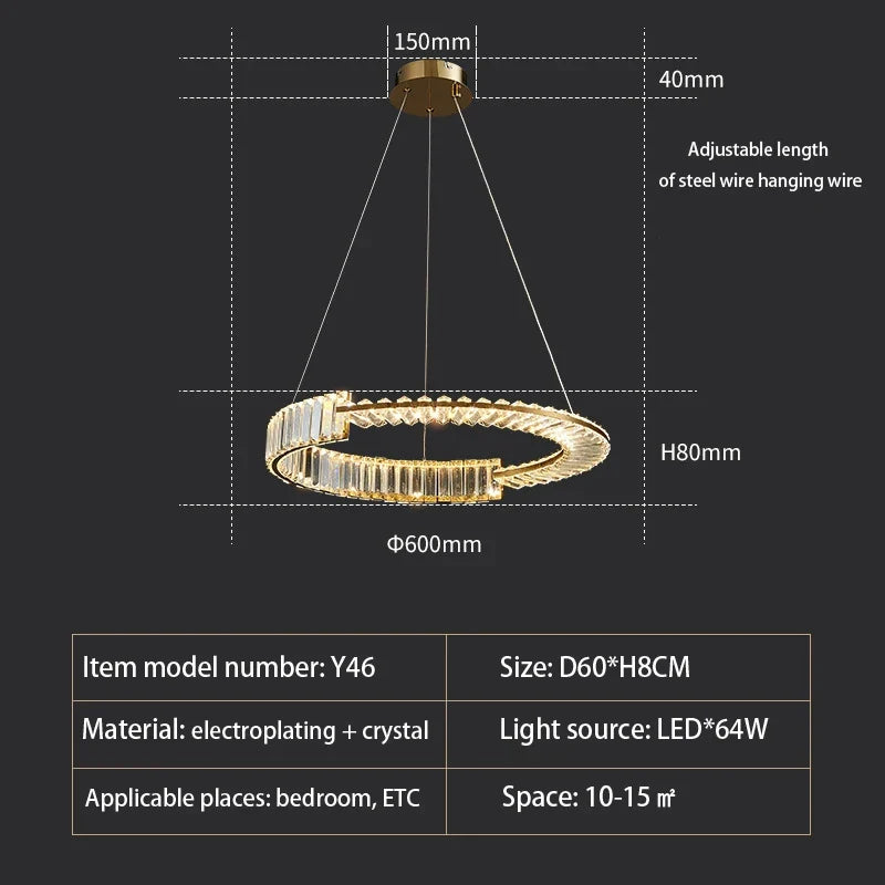 lustre moderne en cristal k9 design nordique pour décoration intérieure