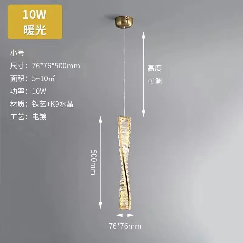 Creative and Personalized Long Crystal Light,Walkway Bedroom TV Background Wall Lamp Luxury  Simple LED Suspension Lamps