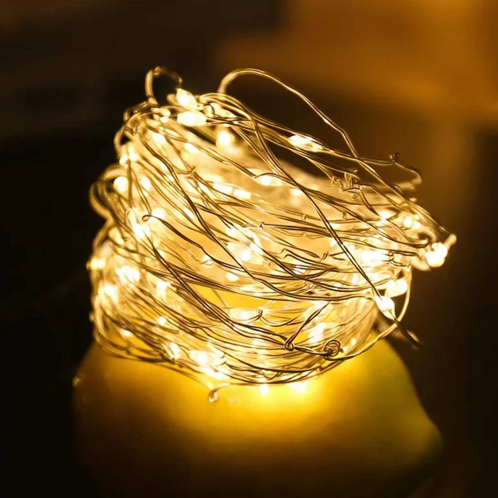 guirlande lumineuse led en fil de cuivre étanche à piles décorative