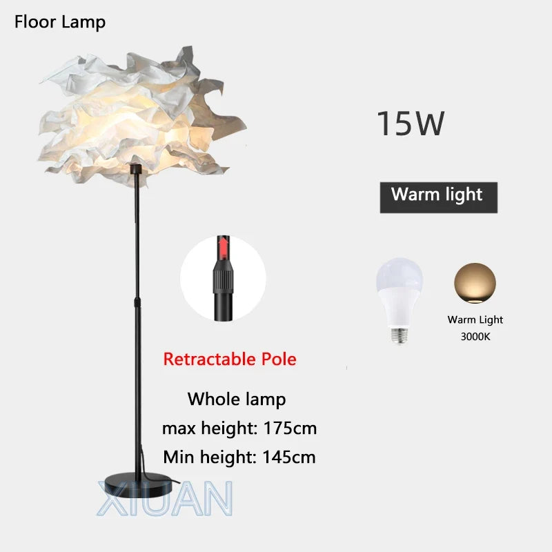 lampadaire créatif en papier avec poteau rétractable pour hôtel