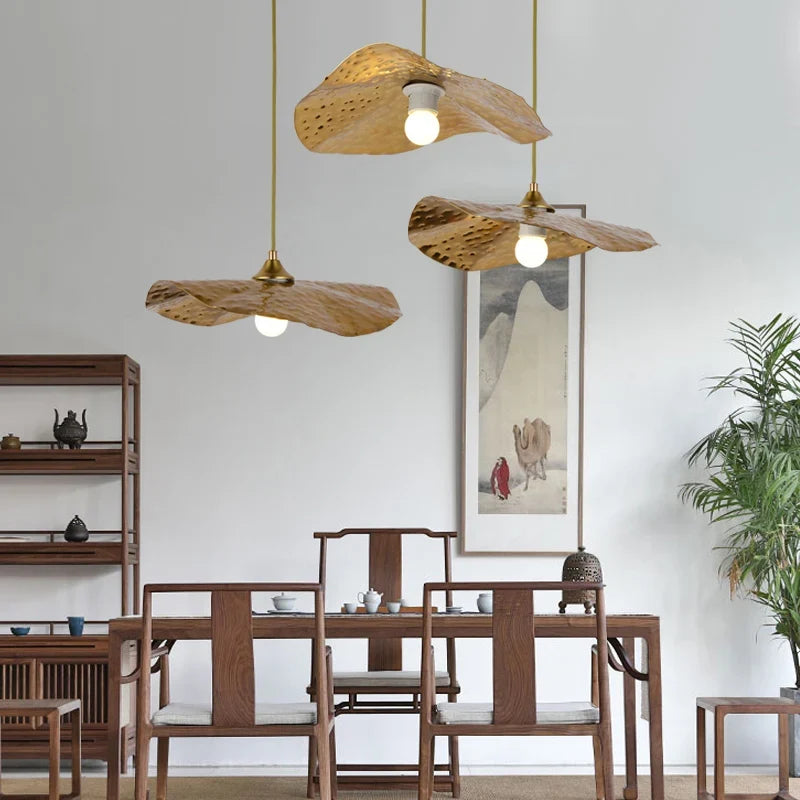 lustre simple en cuivre créatif en forme de lotus