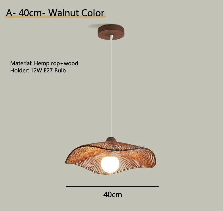 lustre suspendu wabi-sabi en corde de chanvre