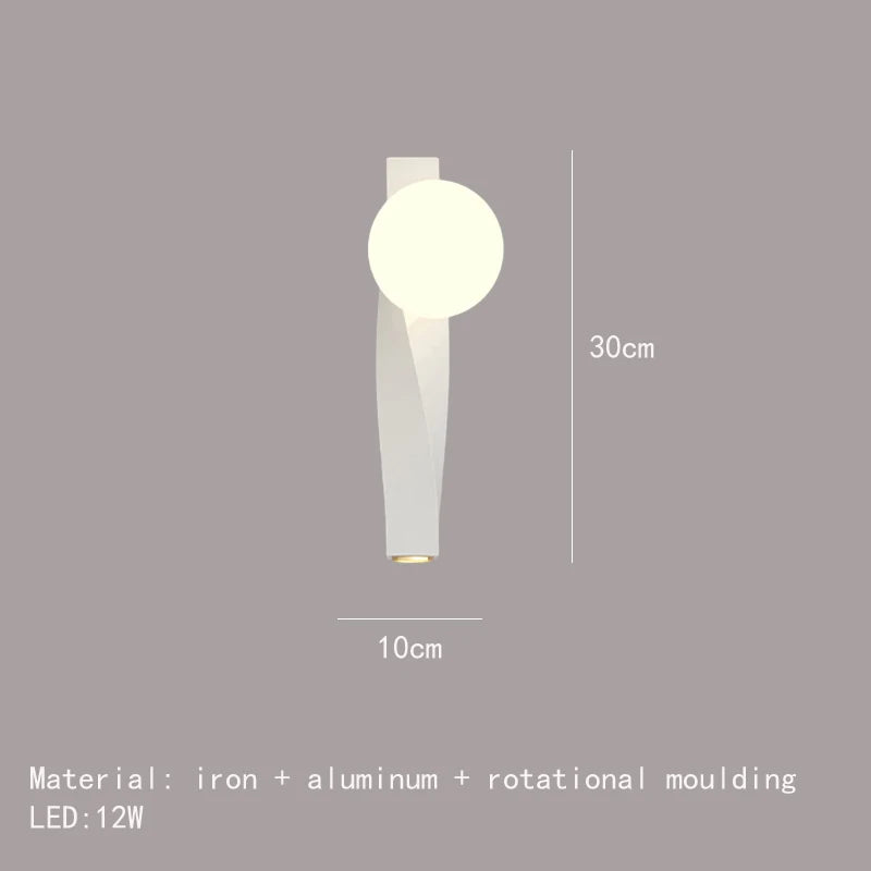 applique murale led en aluminium et verre rotatif