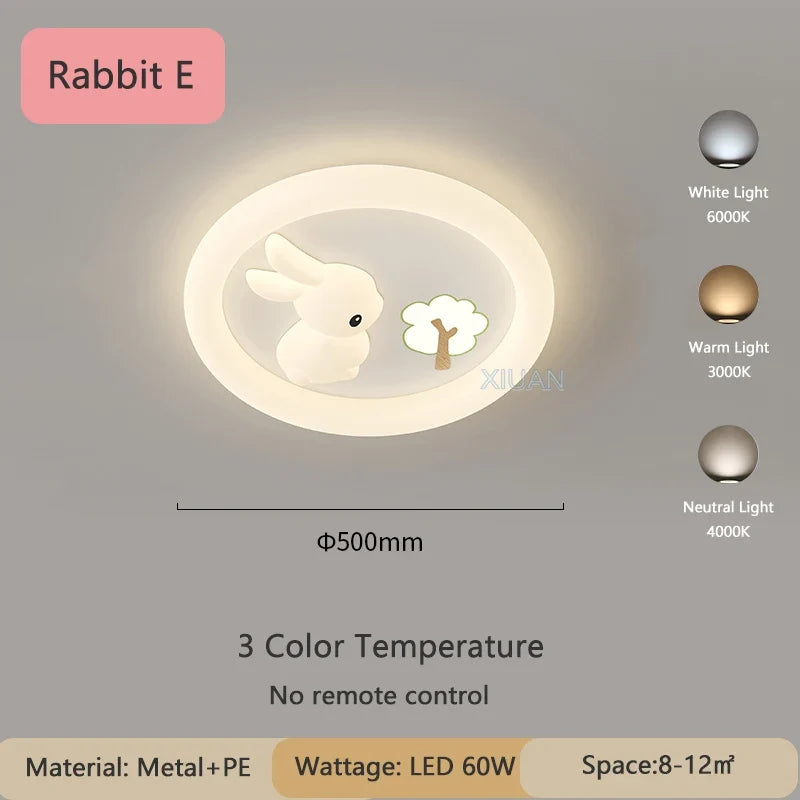 Creative Children's Room Ceiling Lamps Carrot Cloud Rabbit Ceiling Light Nursery Room School Baby Girl Bedroom Chandelier AC220V