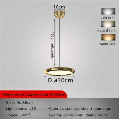lustre en aluminium led design plaqué circulaire
