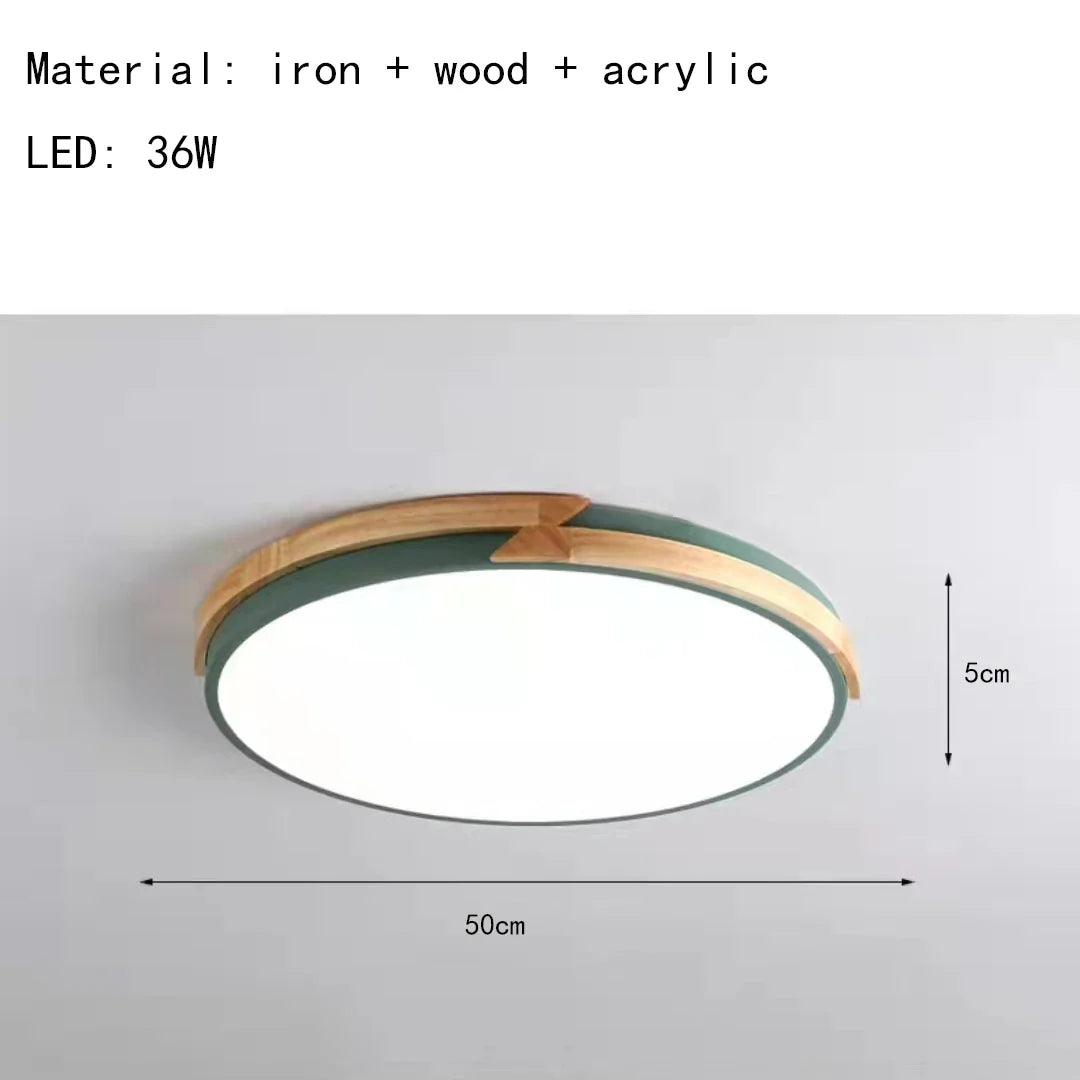 plafonnier led ultra-mince à intensité variable en bois