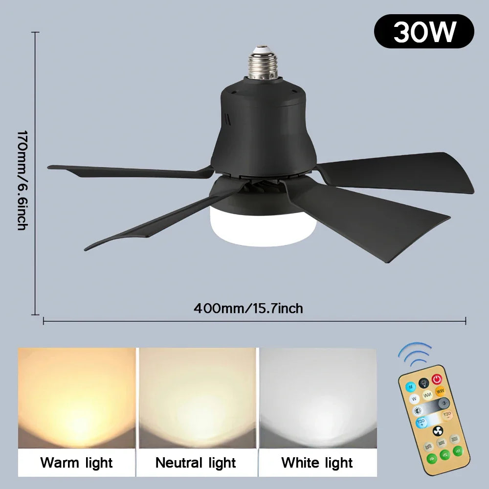 LED 30W ceiling fan light E27 with remote control for dimming, suitable for living room  study, household use Fan lamp 85-265V