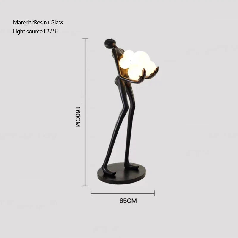 lampadaire postmoderne en résine et verre design élégant