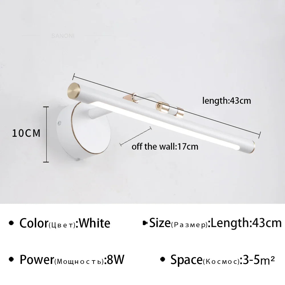 applique miroir à led moderne éclairage minimaliste rétractable intérieur