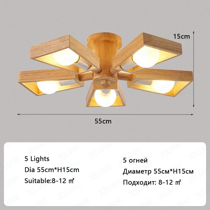 lustre suspendu en bois d'éclairage d'arbre nordique pour décoration