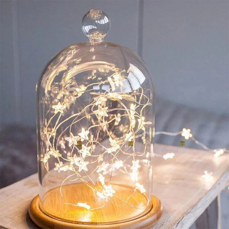 guirlande lumineuse led étoile fil cuivre pour décorations de fête