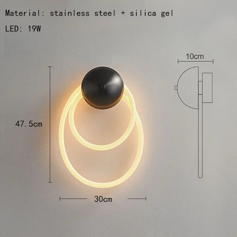 applique murale led en silicone anneau 3000k créative distinctive