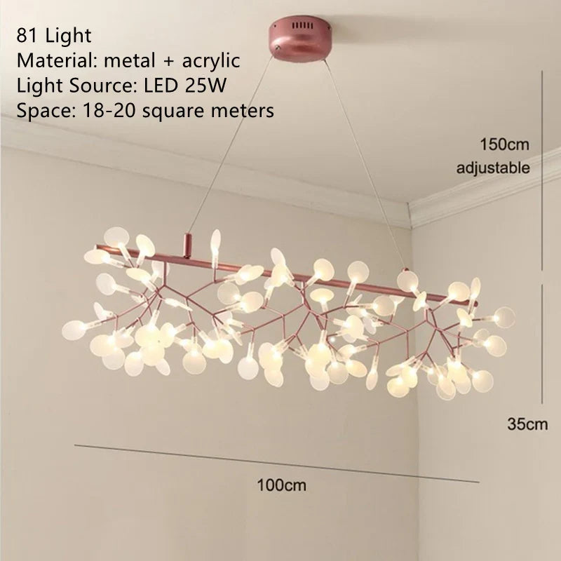 lustre led moderne avec branches rondes pour suspension