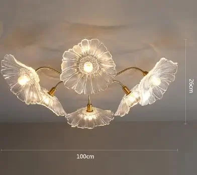 lustre moderne en verre design fleur de lotus lumineux