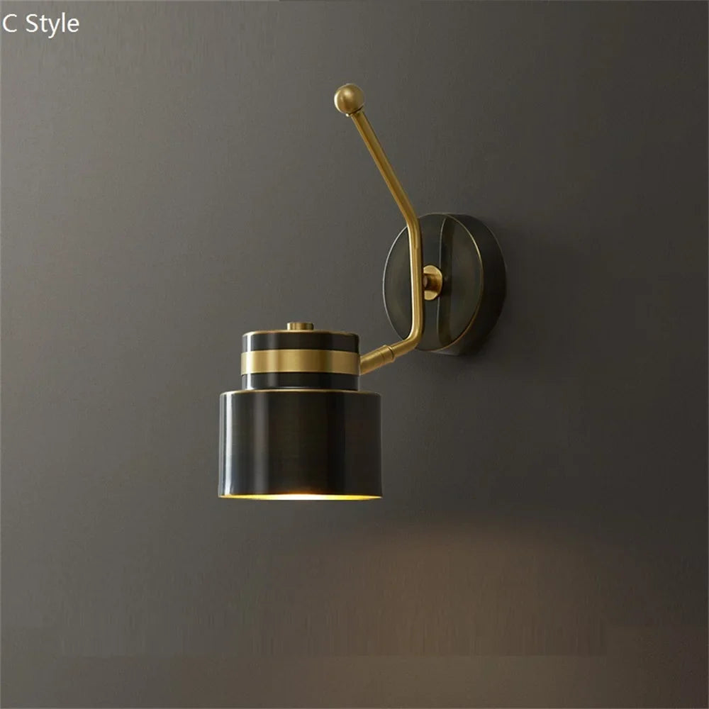 applique murale led pivotante en laiton avec interrupteur pour lecture