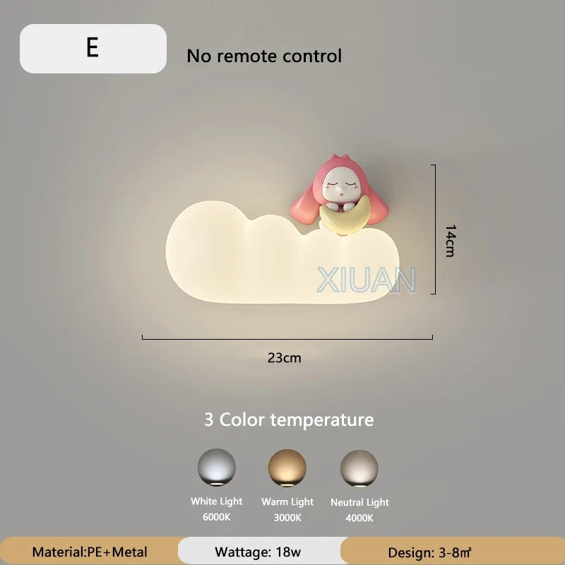 applique murale nordique led pour enfants motifs animaux lune soleil
