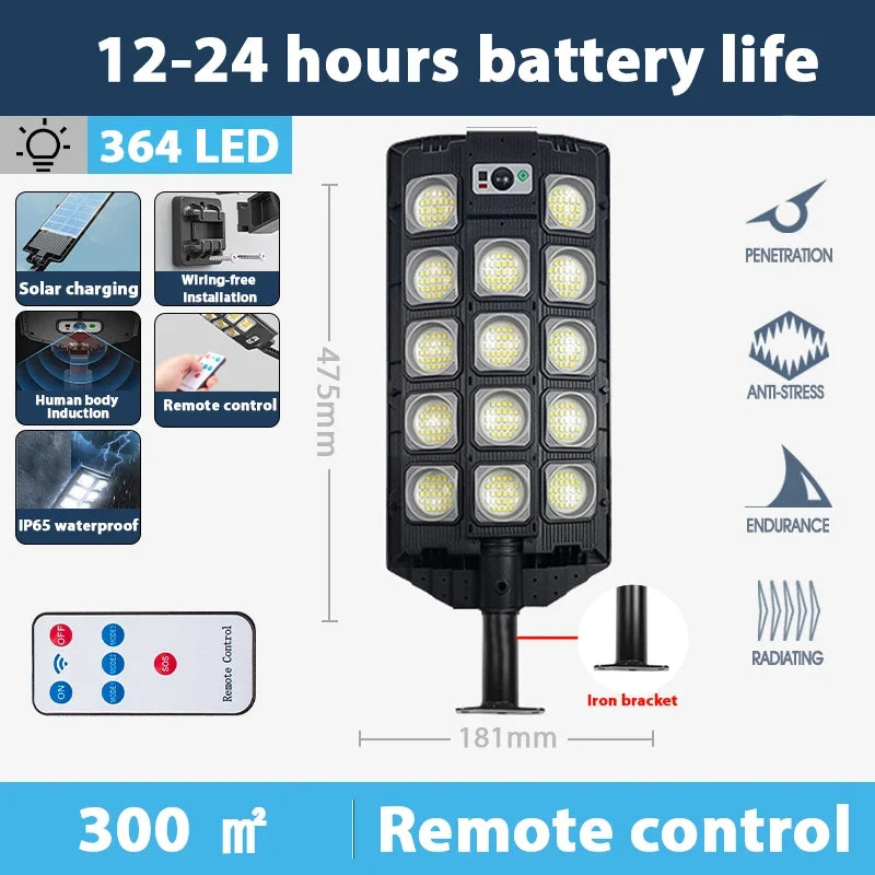 lampadaire solaire 600000 lumens avec capteur de mouvement étanche