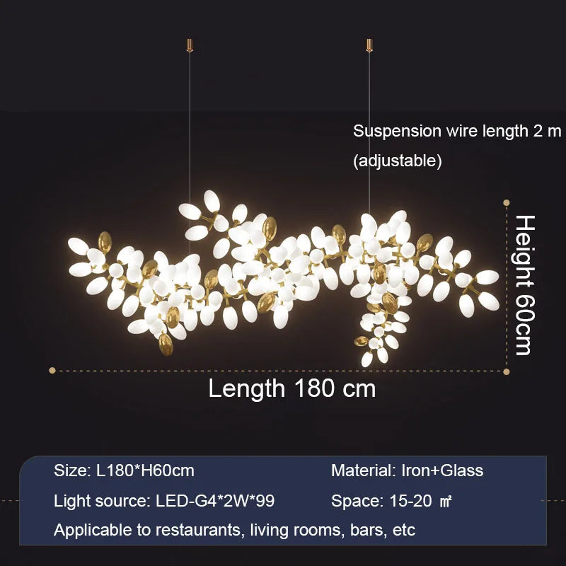 Lustre en verre blanc de luxe postmoderne