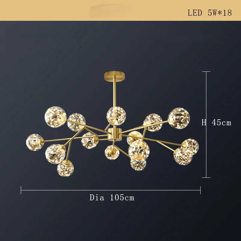 lustre moderne minimaliste en cuivre avec étoile led