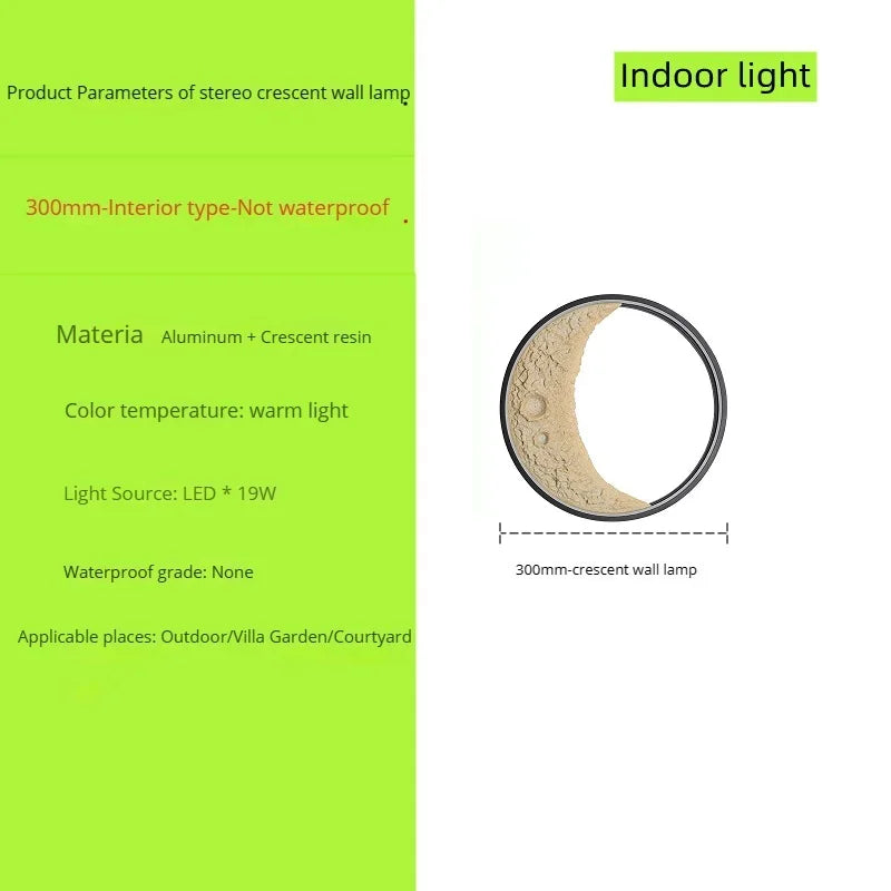 nouvelle applique murale lune led étanche moderne extérieur jardin résine